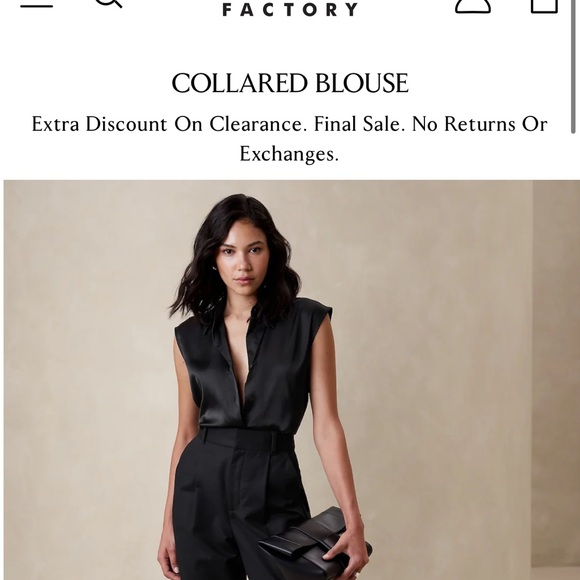 NWOT Banana Republic satin collared blouse- extra small - Picture 8 of 8